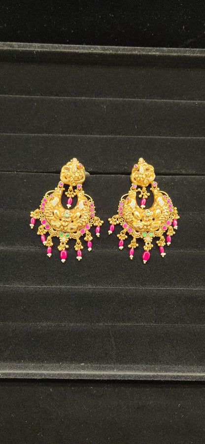 92.5 Silver Peacock & Elephant Head Chandbali Earrings