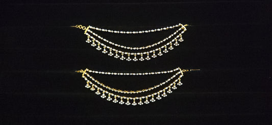 92.5 Silver 3-Layered CZ Designer Earchains (Champaswaralu)