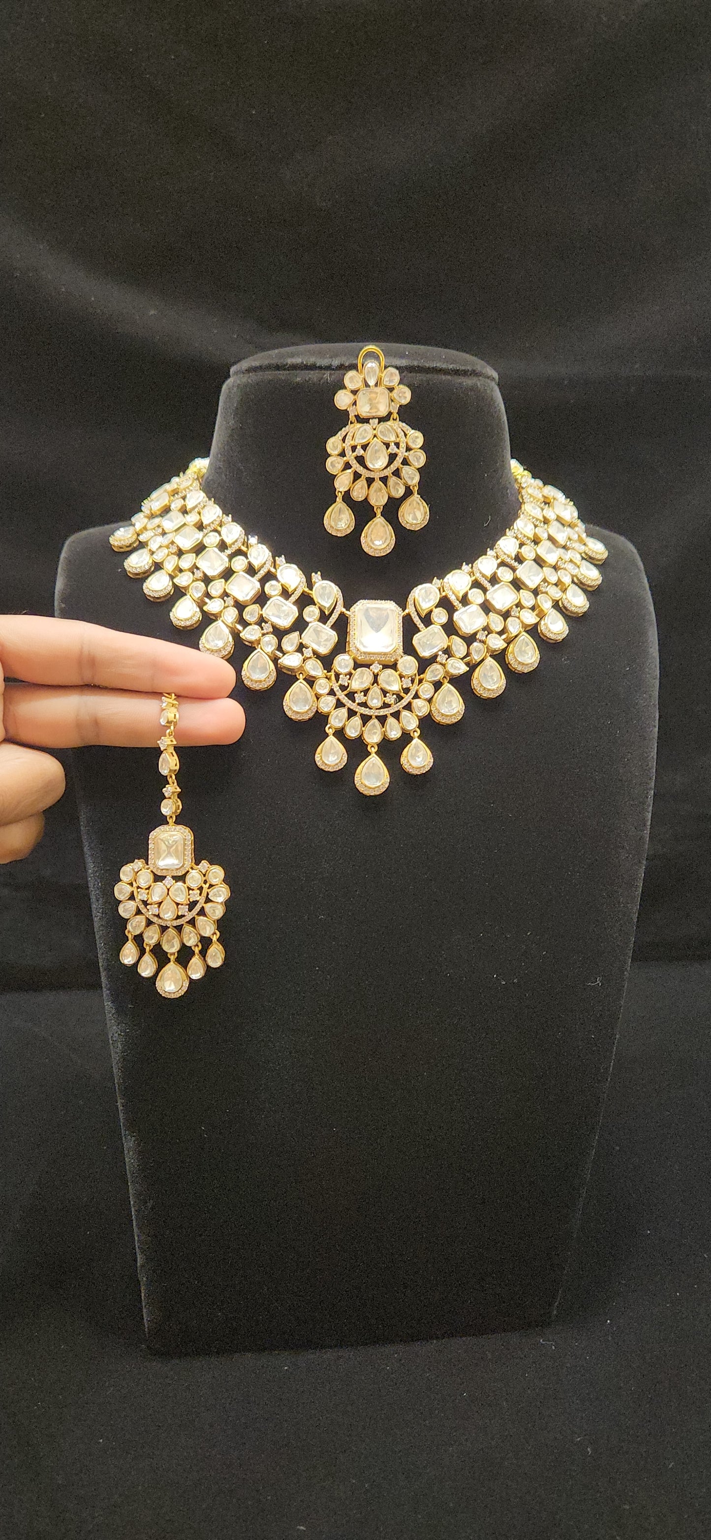 Moissanite Chandbali Necklace Set