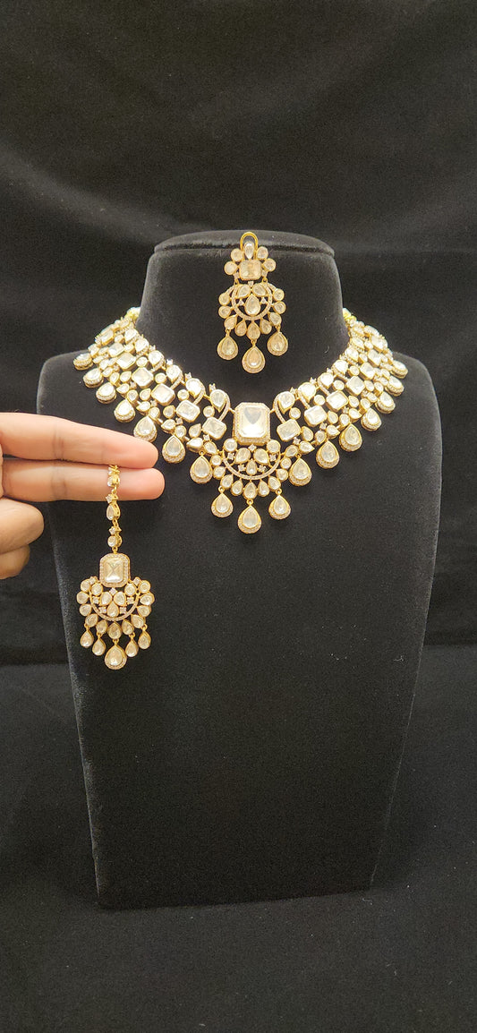 Moissanite Chandbali Necklace Set