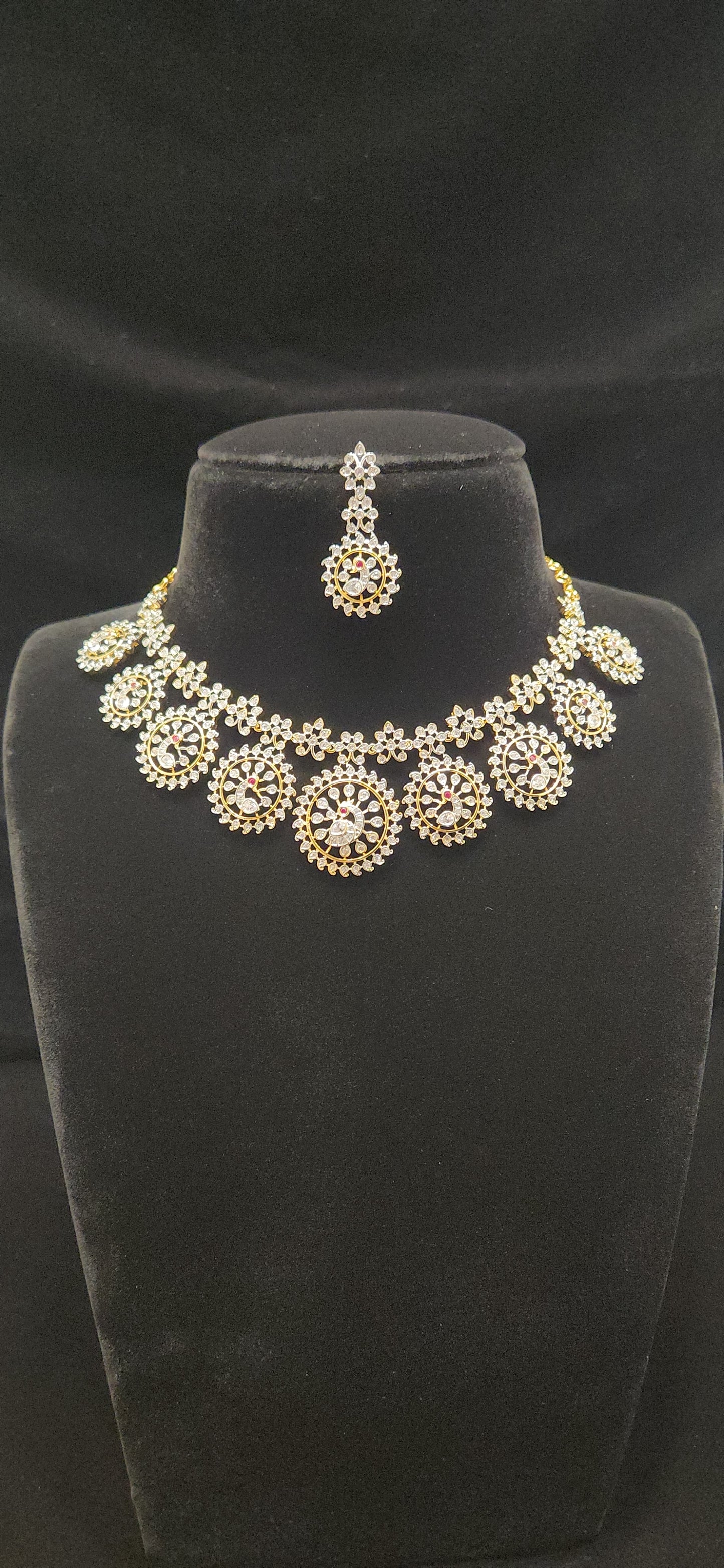 Exquisite Diamond finish Handcrafted Bottu Mala Necklace Set
