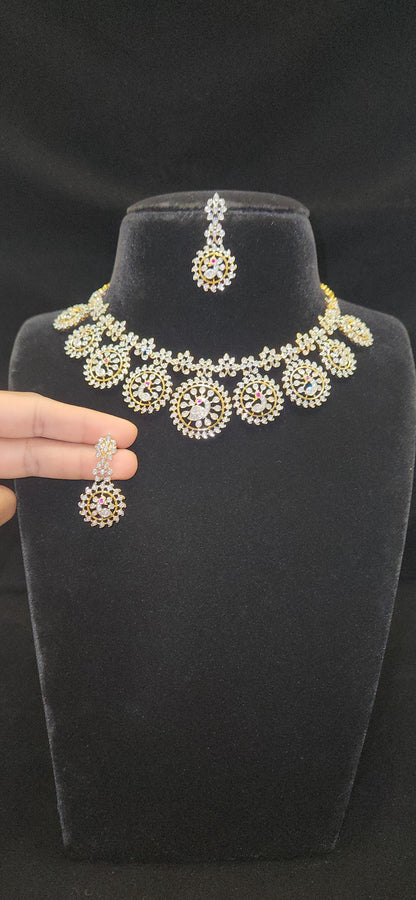 Exquisite Diamond finish Handcrafted Bottu Mala Necklace Set