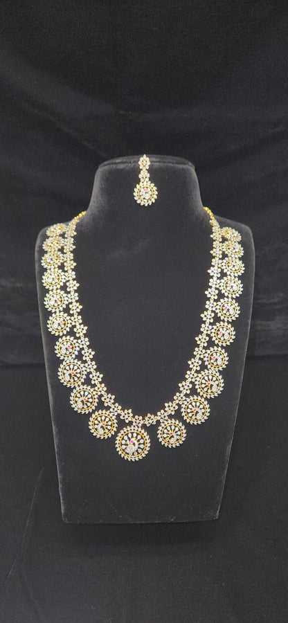 Exquisite Diamond finish Handcrafted Bottu Mala Necklace Set