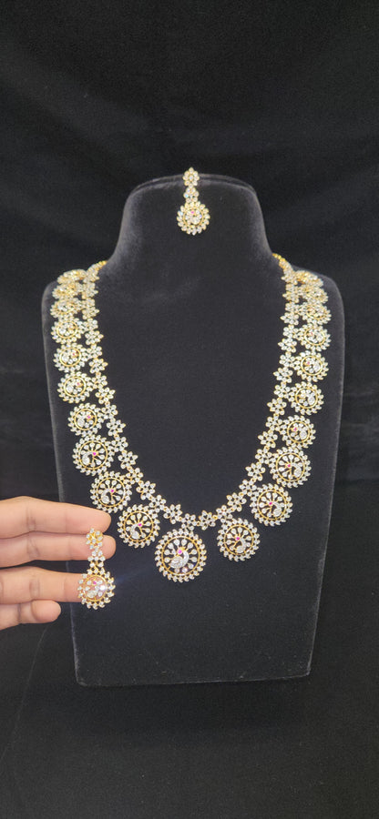 Exquisite Diamond finish Handcrafted Bottu Mala Necklace Set