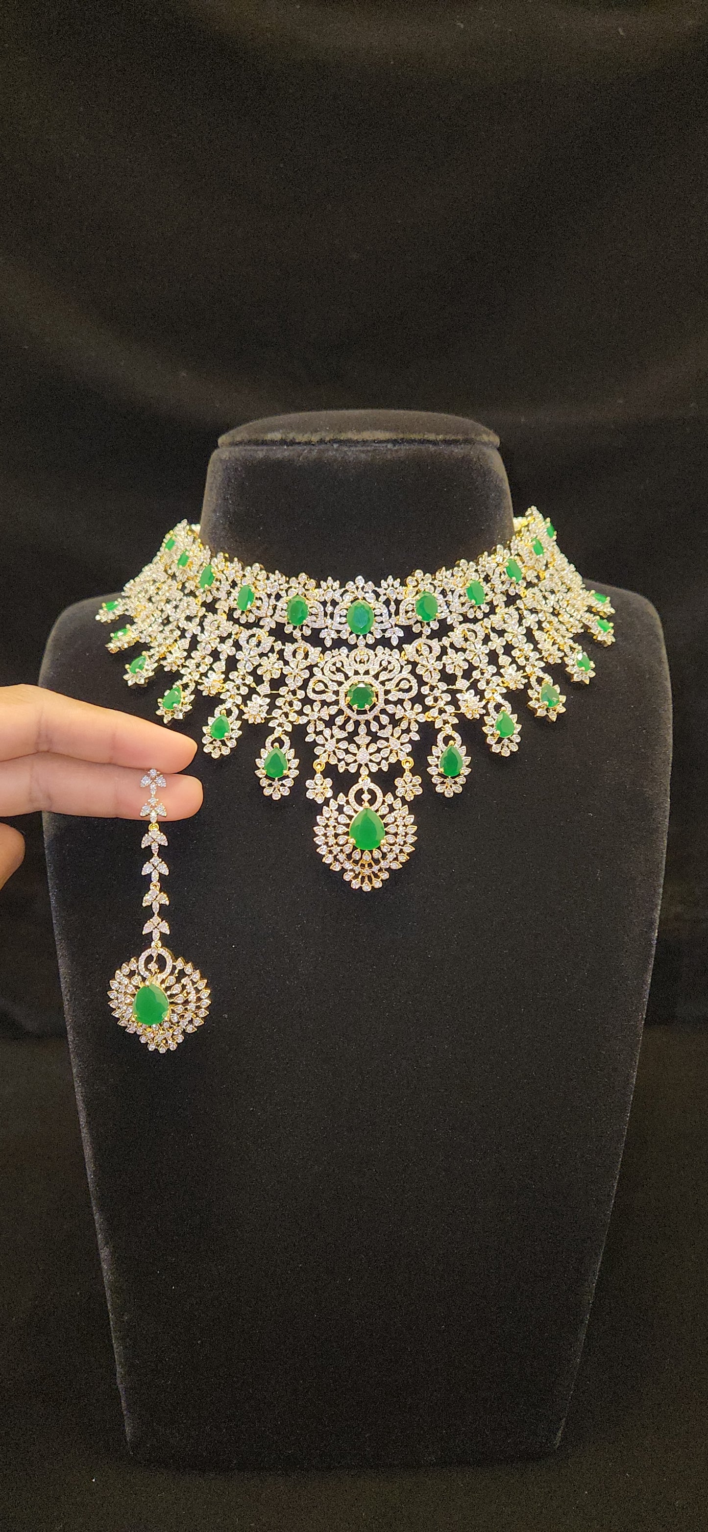 Exquisite Handcrafted CZ Choker with Ruby Accents