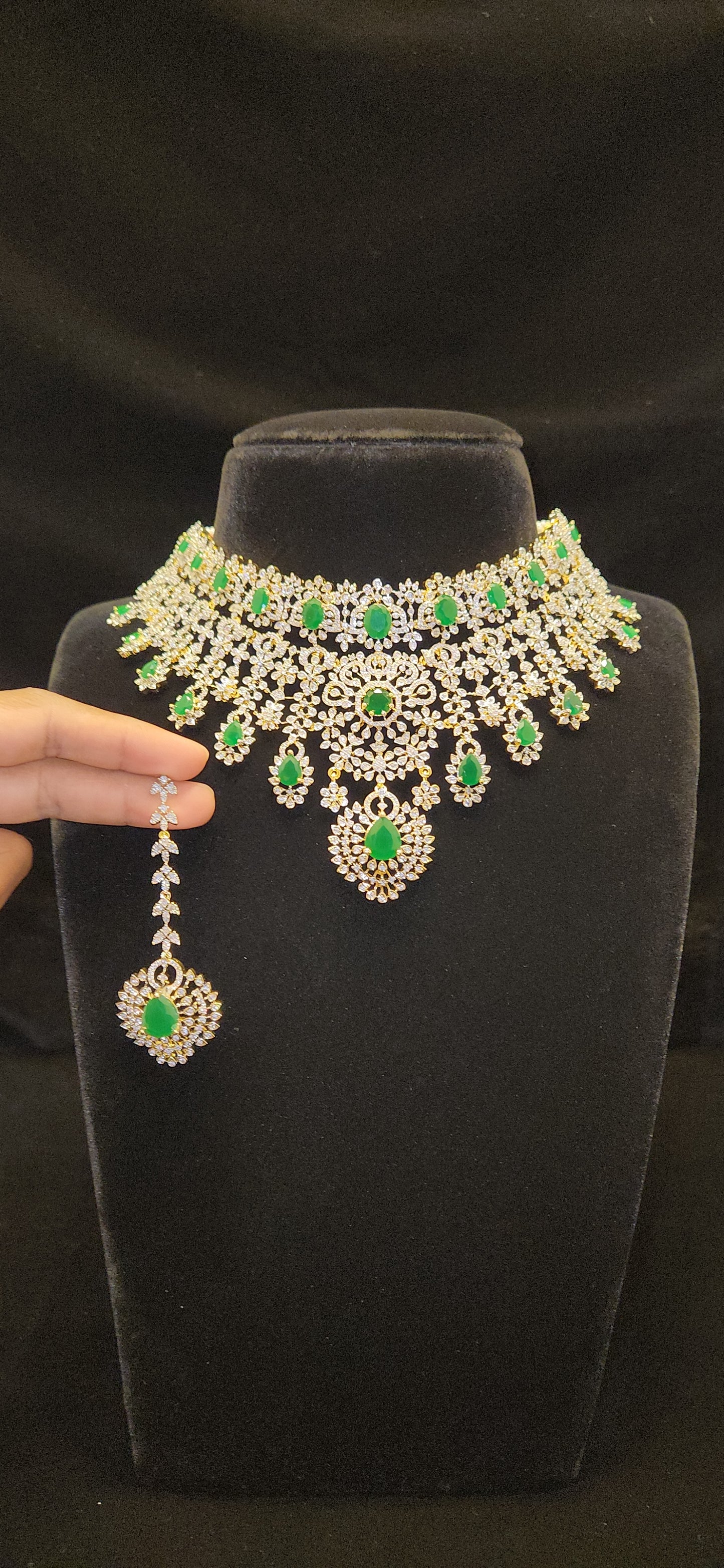 Exquisite Handcrafted CZ Choker with Ruby Accents