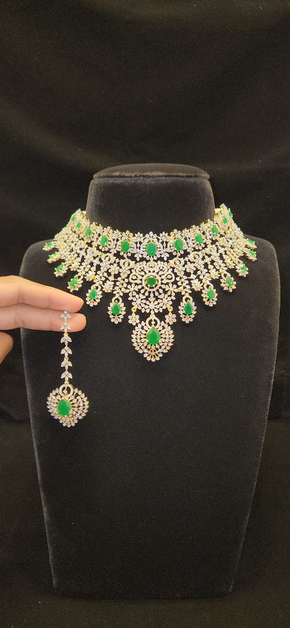 Exquisite Handcrafted CZ Choker with Ruby Accents