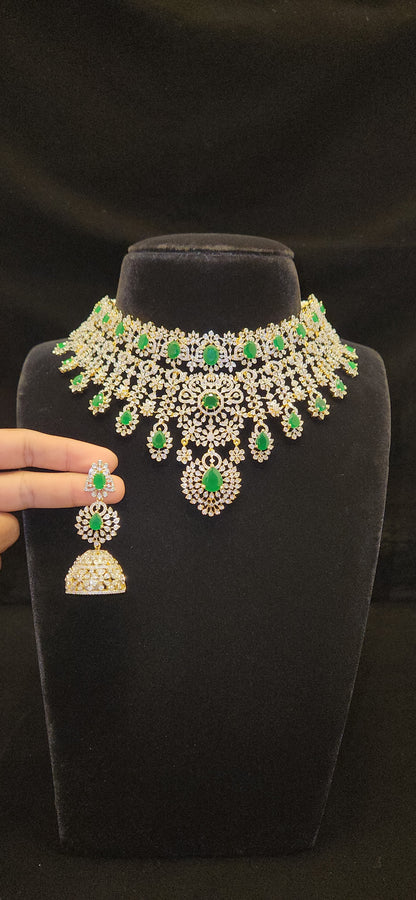 Exquisite Handcrafted CZ Choker with Ruby Accents