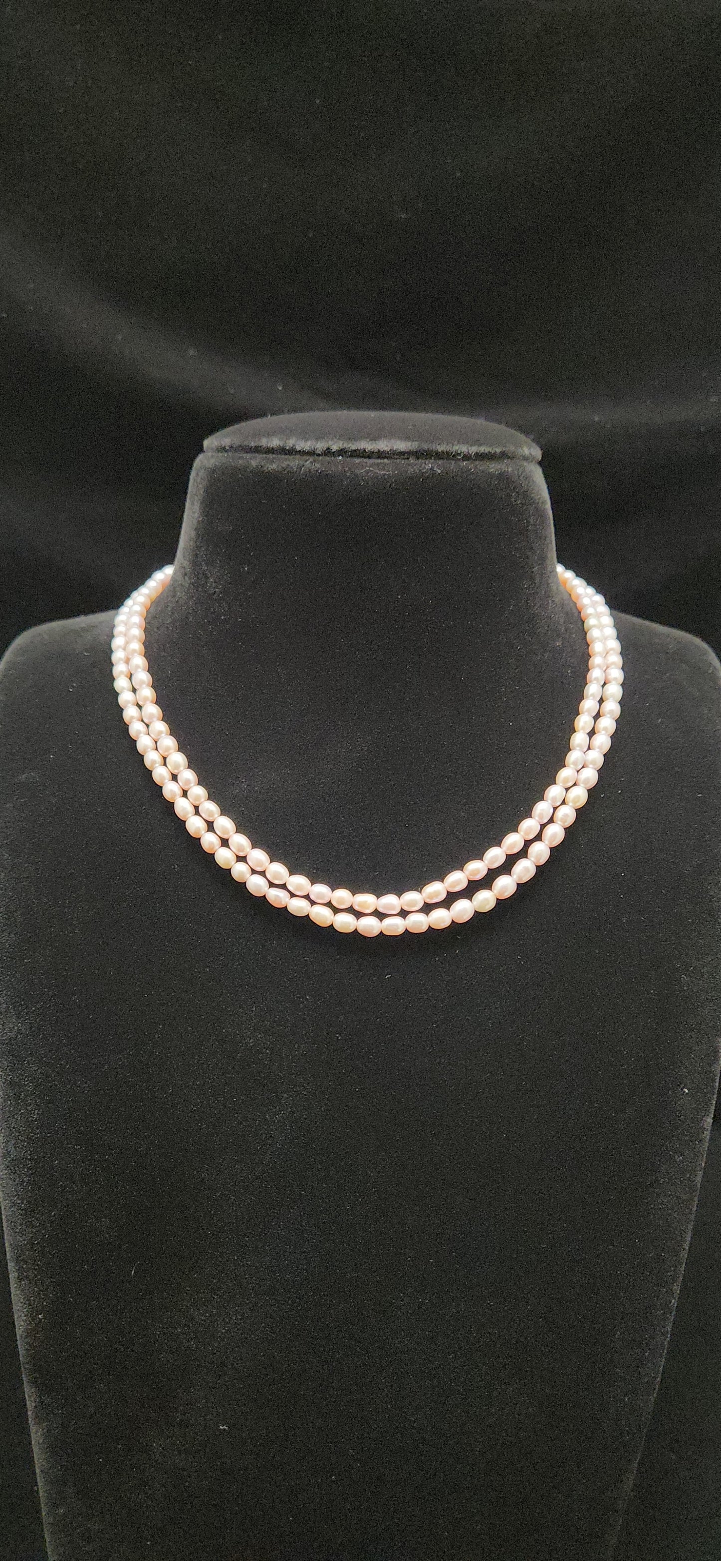 Elegant Two-Line Pinkish Real Pearl Mala