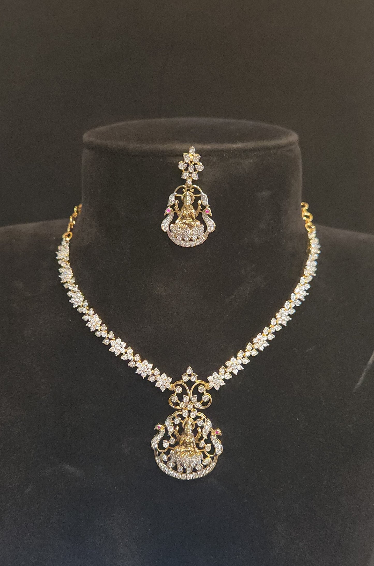 Exquisite Handcrafted Nakshi Lakshmi CZ Pendant Set