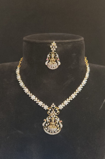 Exquisite Handcrafted Nakshi Lakshmi CZ Pendant Set