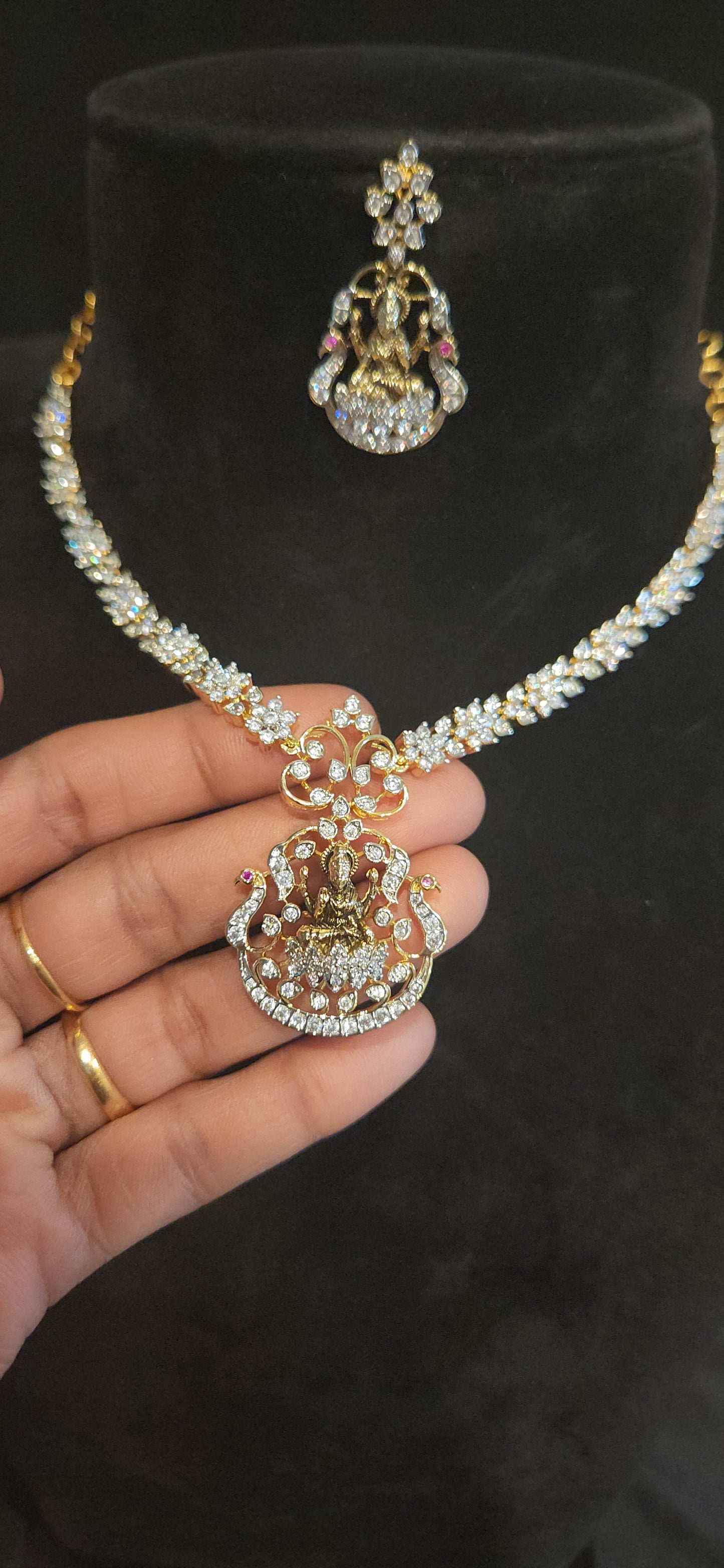 Exquisite Handcrafted Nakshi Lakshmi CZ Pendant Set