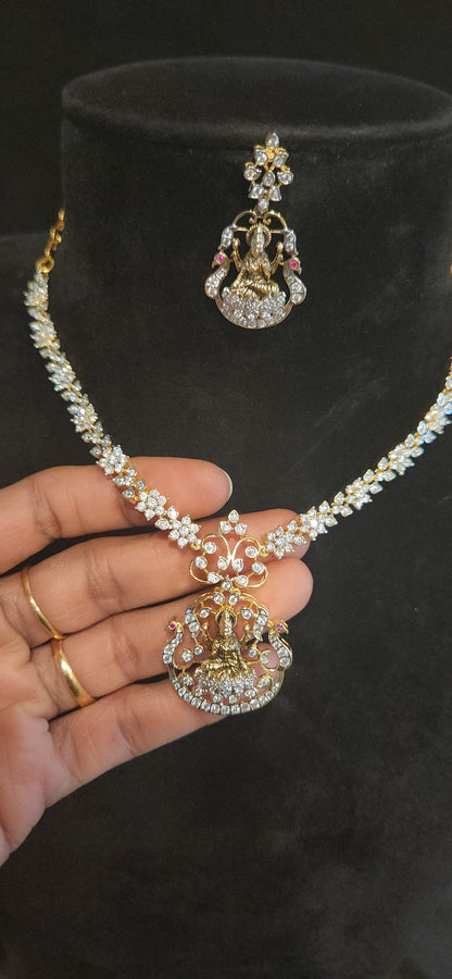 Exquisite Handcrafted Nakshi Lakshmi CZ Pendant Set