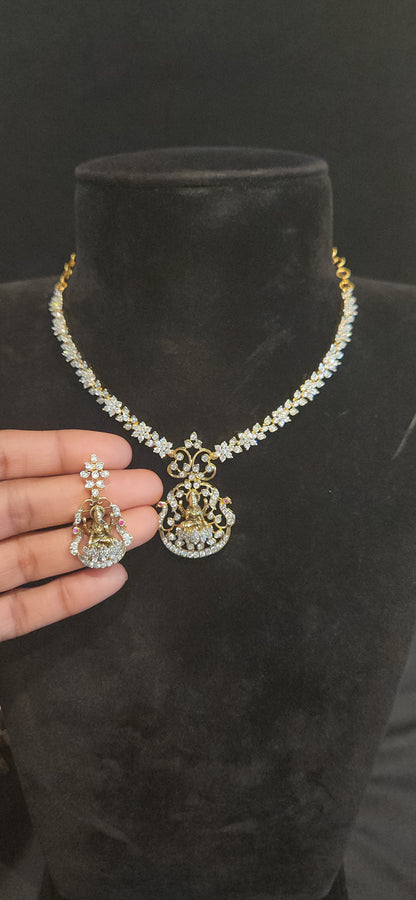 Exquisite Handcrafted Nakshi Lakshmi CZ Pendant Set