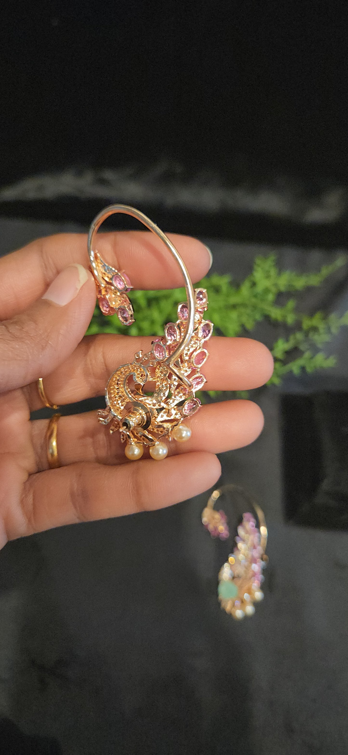 Majestic Handcrafted Peacock Ear-Cuffs