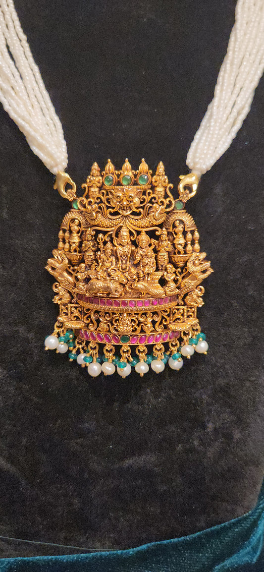 92.5 Silver Divine Temple Pearl Haram Set