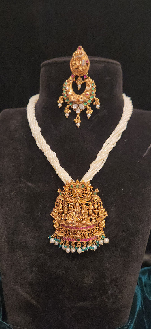 92.5 Silver Divine Temple Pearl Haram Set