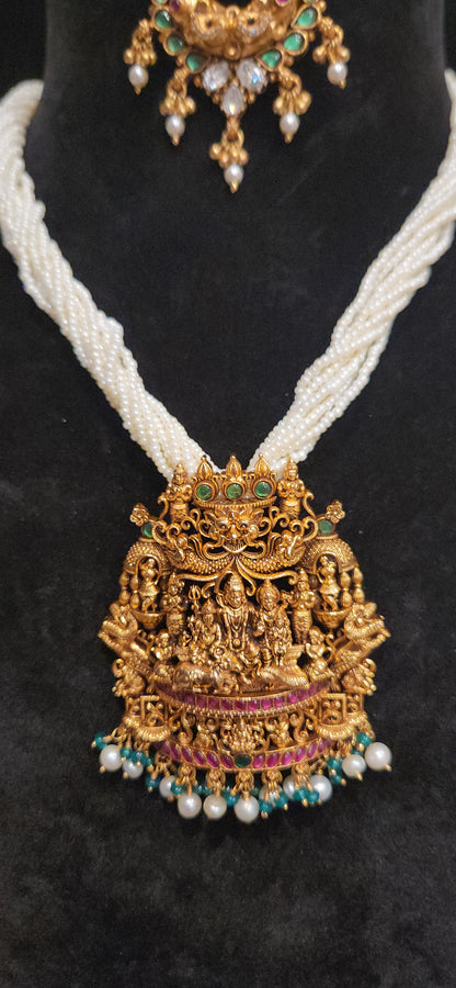 92.5 Silver Divine Temple Pearl Haram Set