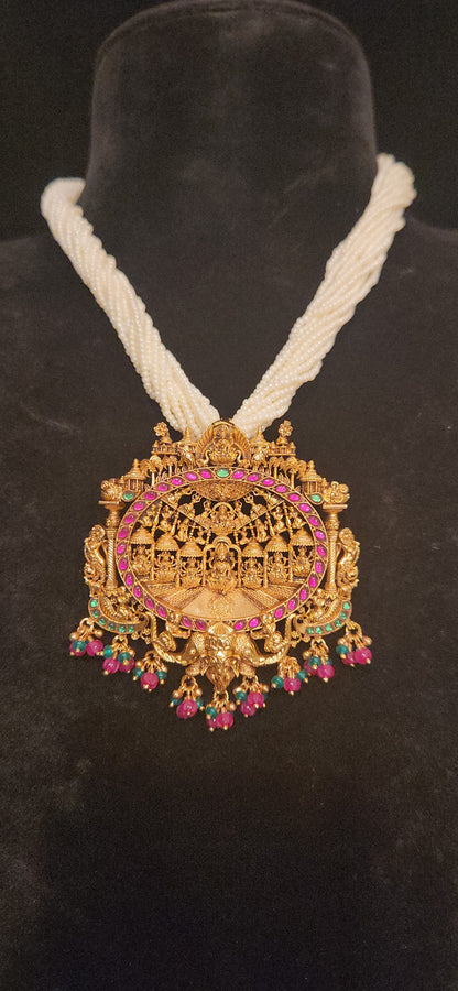 92.5 Silver Beautiful Pearls set with Ashta Lakshmi Pendant