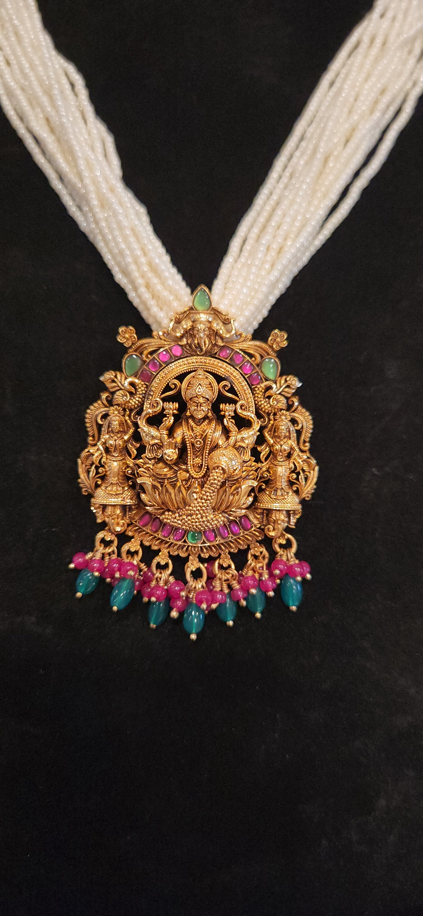 92.5 Silver Lakshmi Pearl Temple Haram