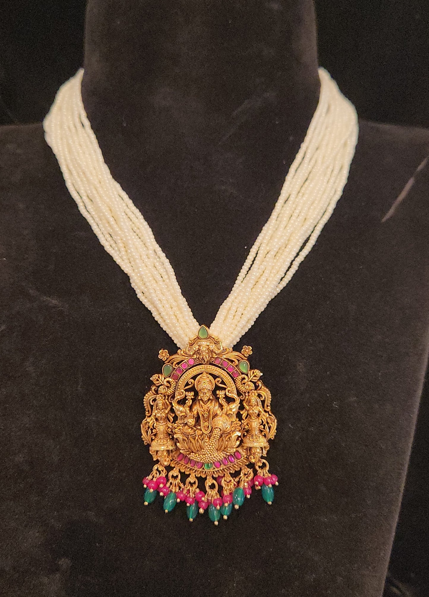 92.5 Silver Lakshmi Pearl Temple Haram