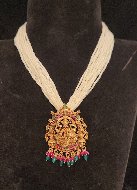 92.5 Silver Lakshmi Pearl Temple Haram