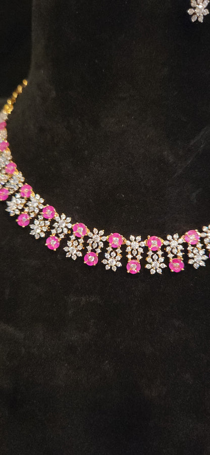 Luxury CZ Floral Necklace Set
