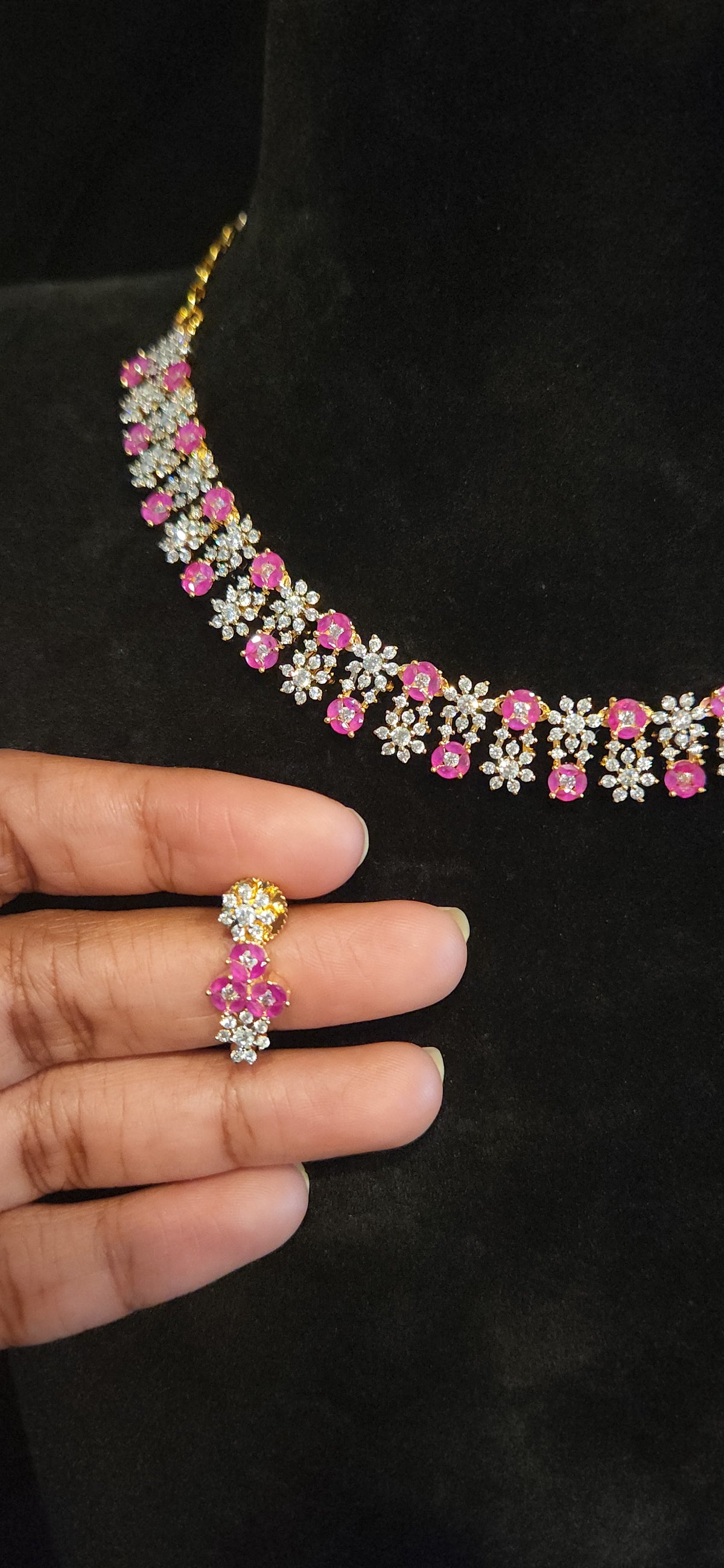 Luxury CZ Floral Necklace Set