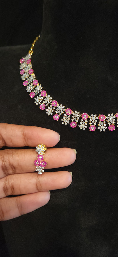 Luxury CZ Floral Necklace Set