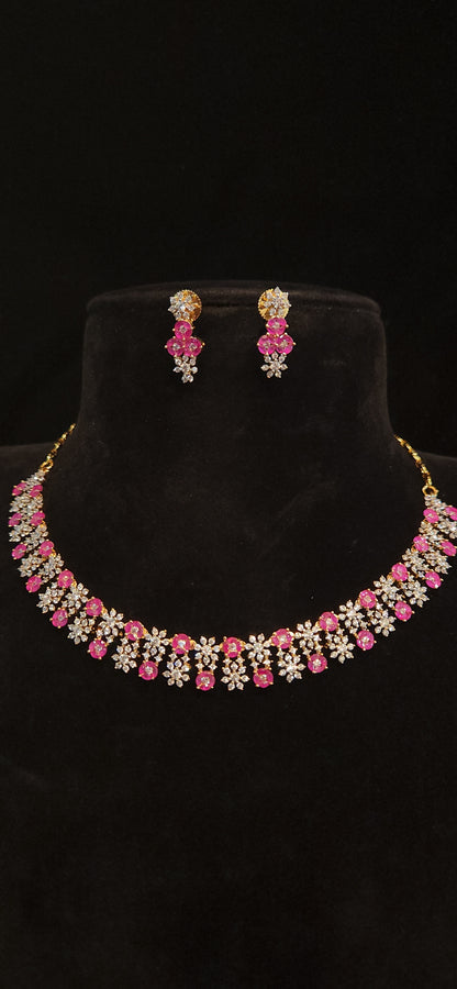 Luxury CZ Floral Necklace Set
