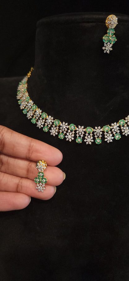 Luxury CZ Floral Necklace Set