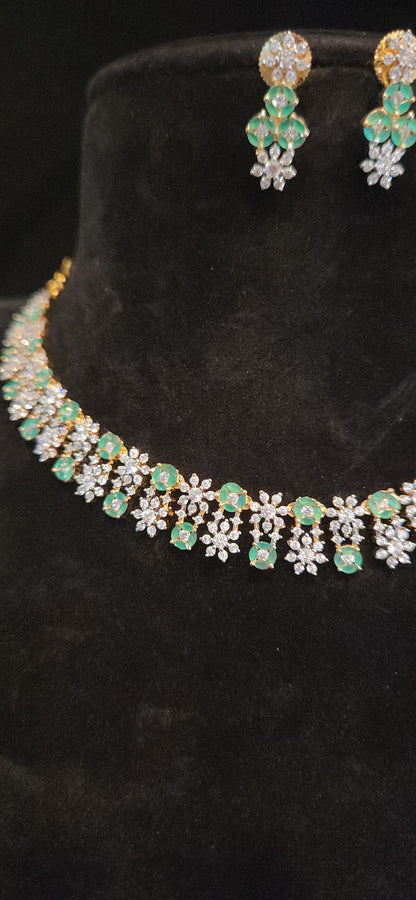 Luxury CZ Floral Necklace Set