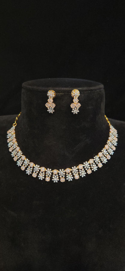 Luxury CZ Floral Necklace Set