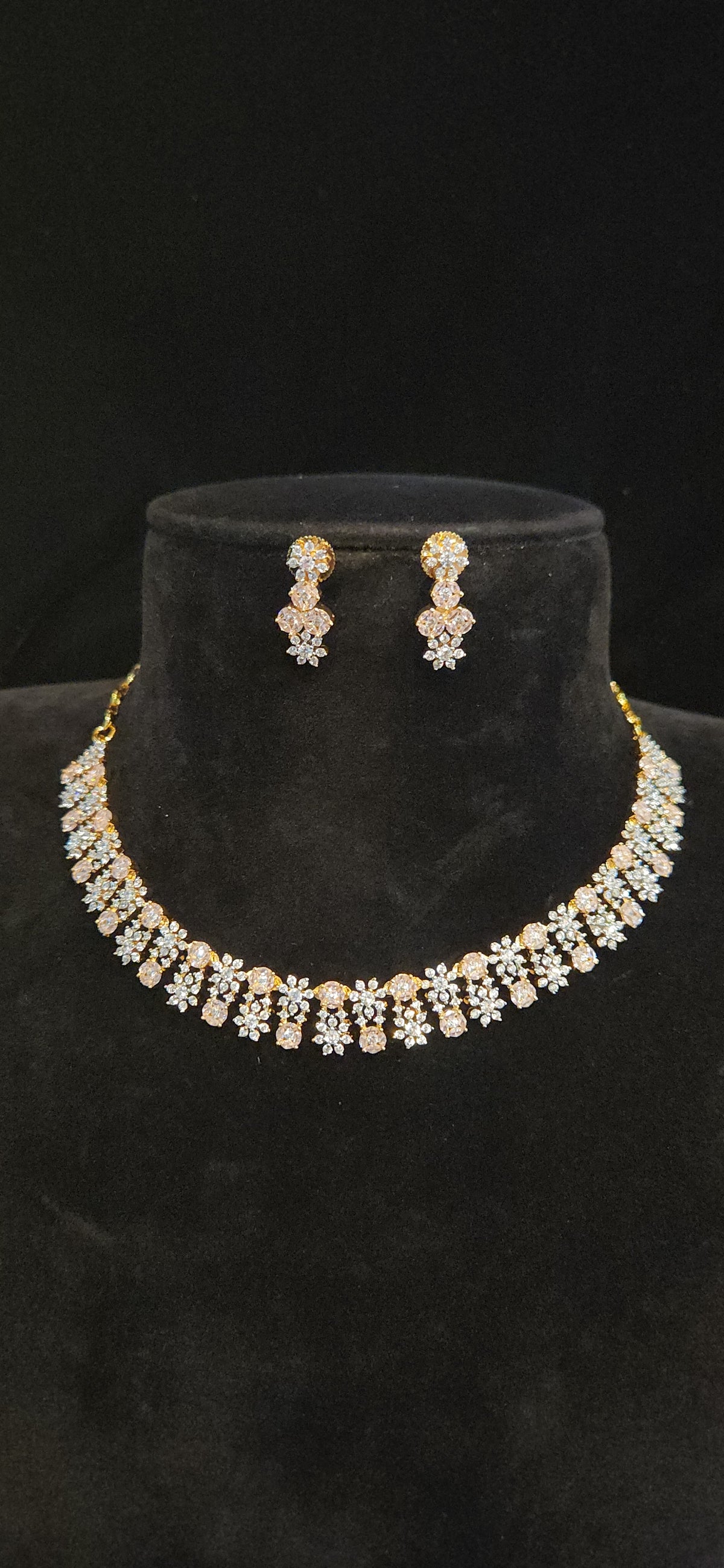 Luxury CZ Floral Necklace Set