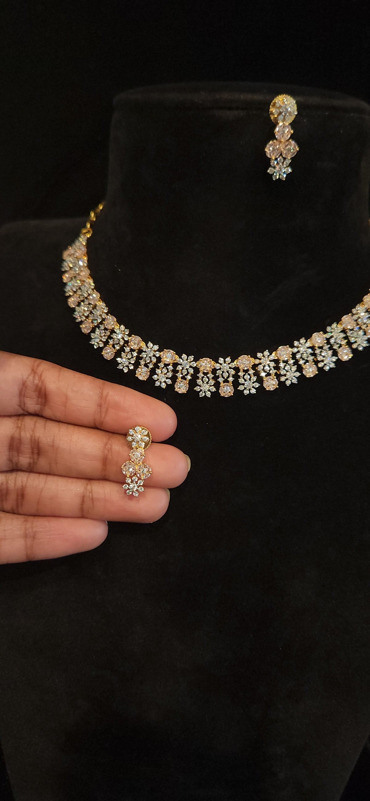 Luxury CZ Floral Necklace Set
