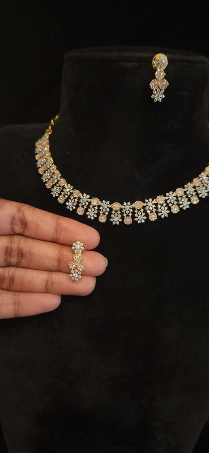 Luxury CZ Floral Necklace Set