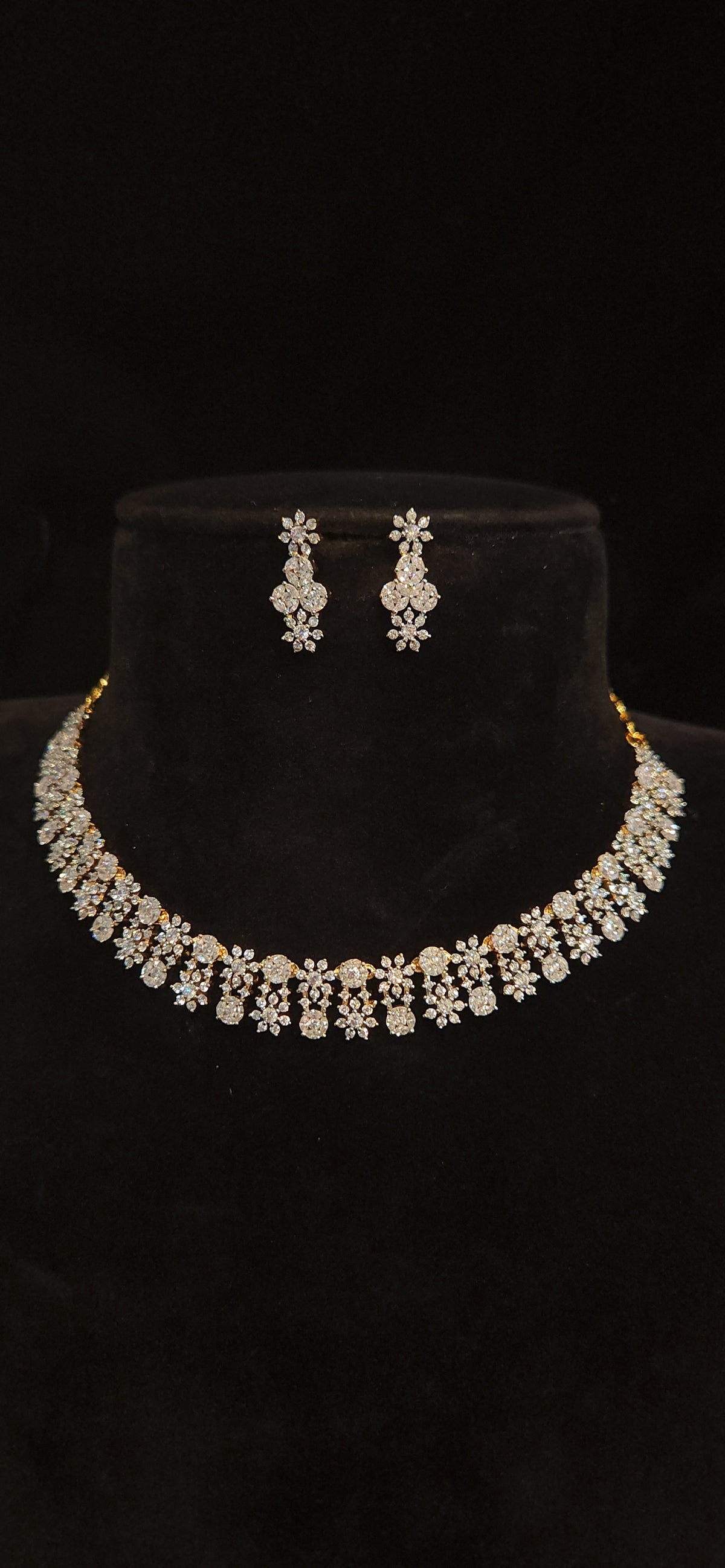 Luxury CZ Floral Necklace Set