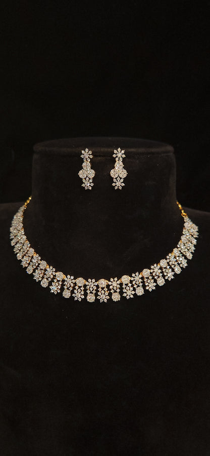 Luxury CZ Floral Necklace Set