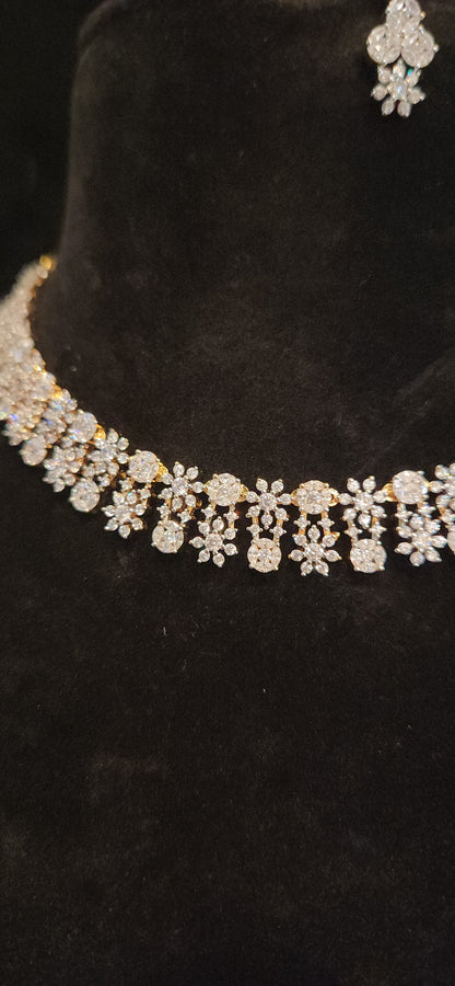 Luxury CZ Floral Necklace Set