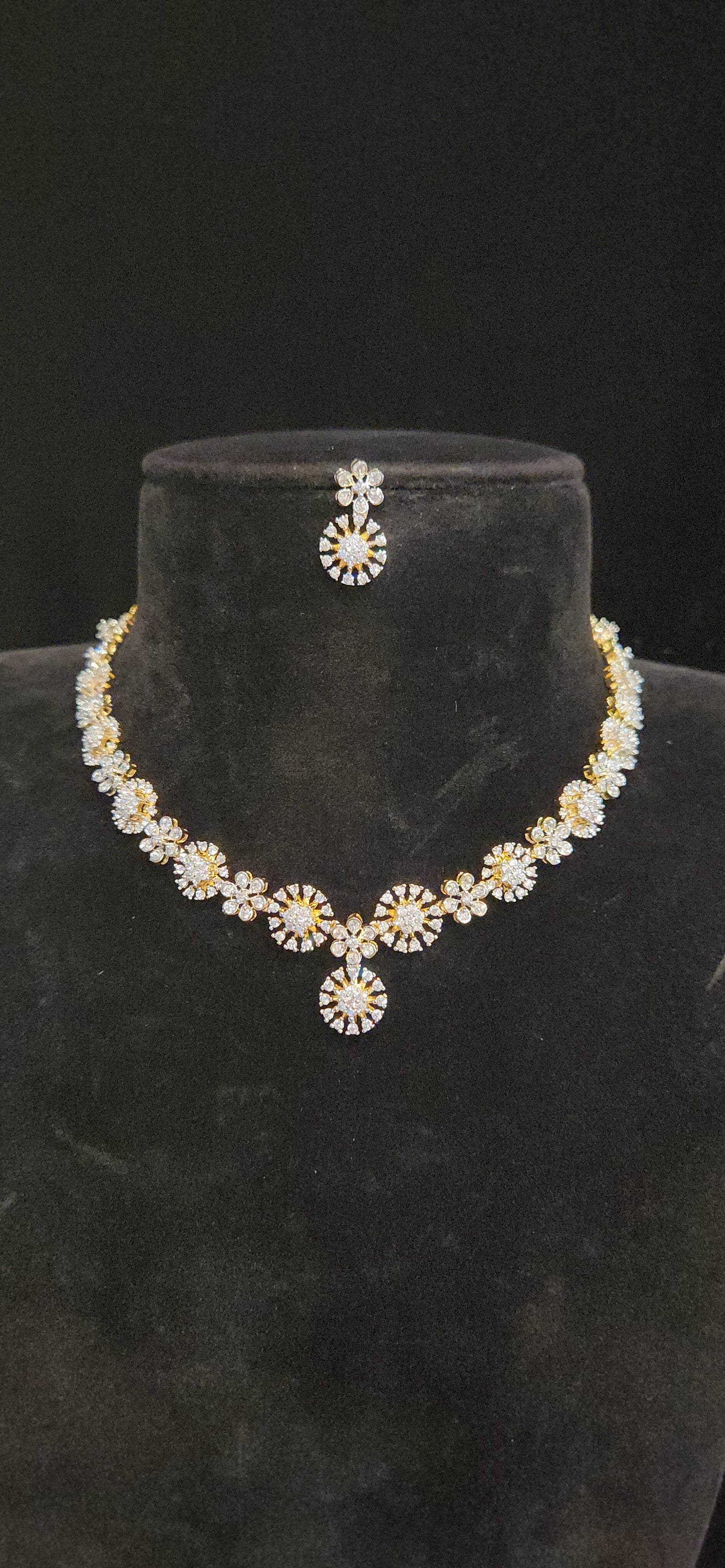 CZ Floral Necklace Set