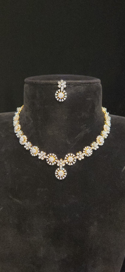CZ Floral Necklace Set