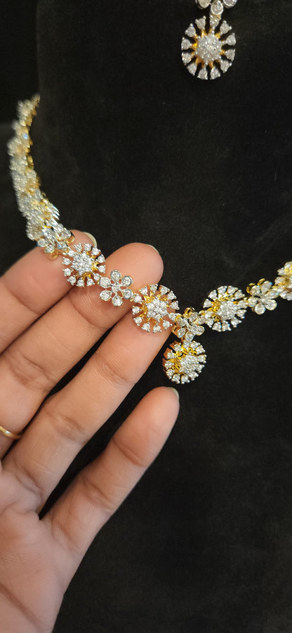 CZ Floral Necklace Set