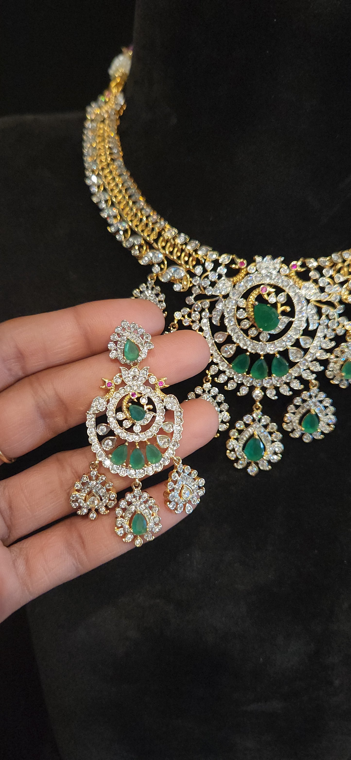 Royal Peacock CZ Bridal Necklace Set