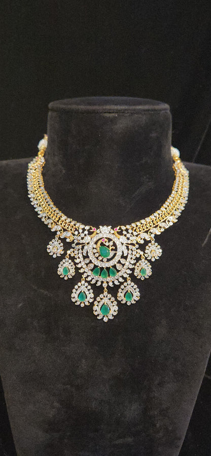 Royal Peacock CZ Bridal Necklace Set