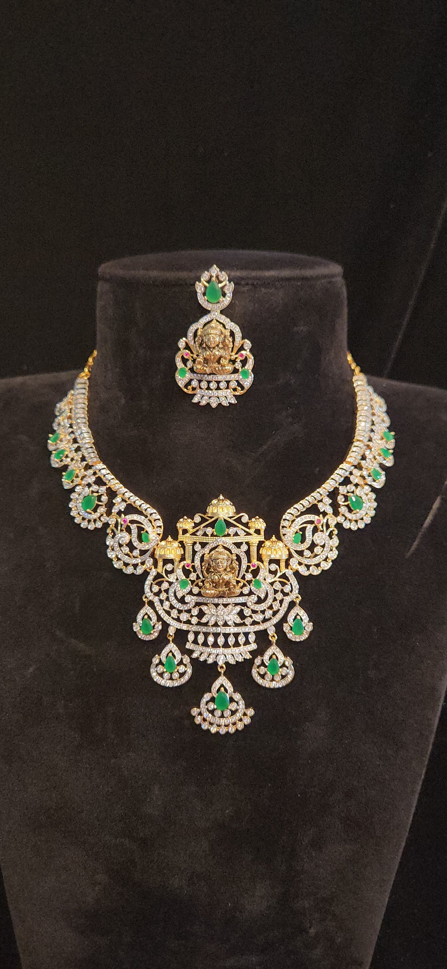 Temple Lakshmi CZ Bridal Necklace Set