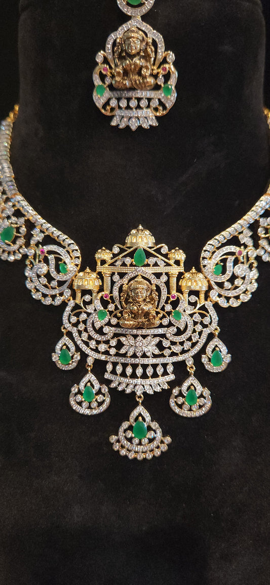 Temple Lakshmi CZ Bridal Necklace Set
