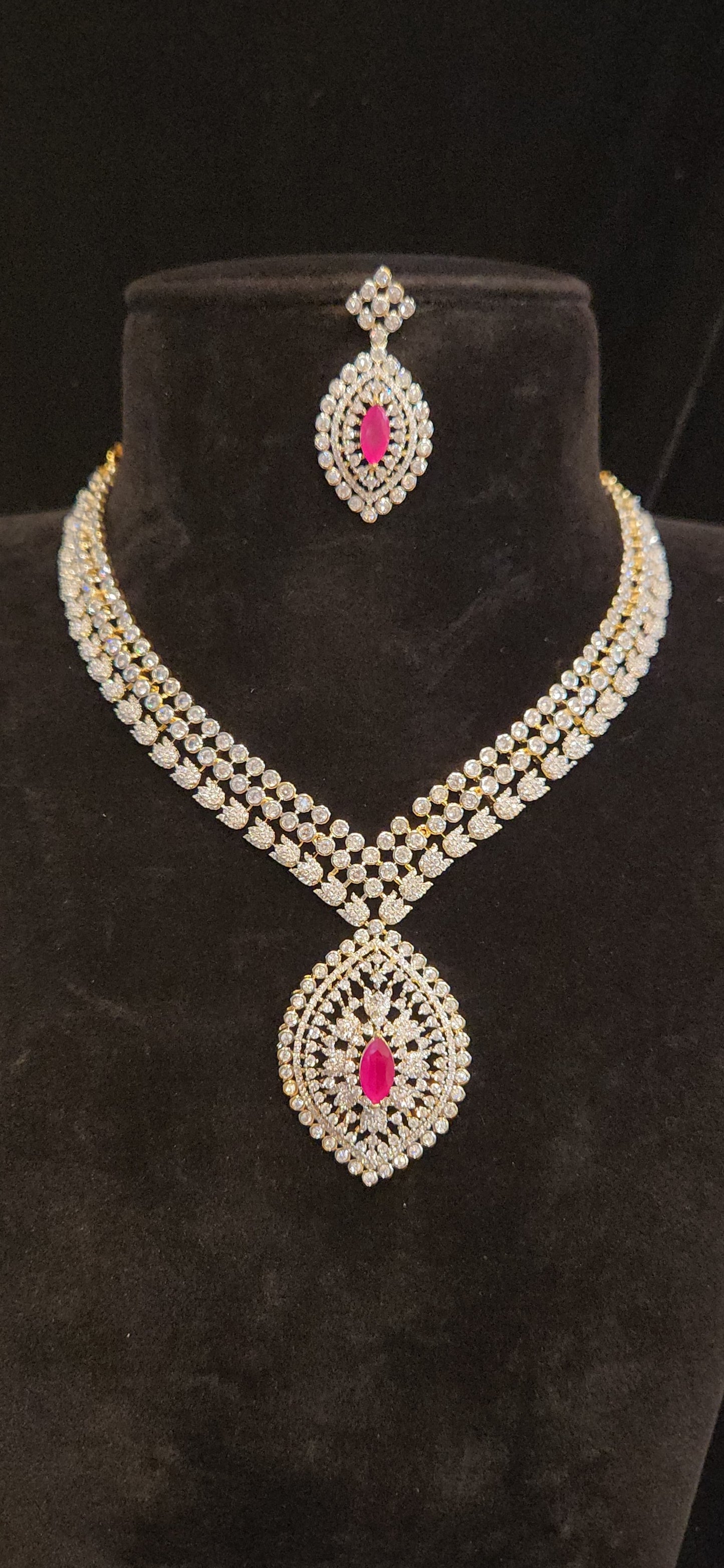 Radiant CZ Diamond Finish Necklace Set