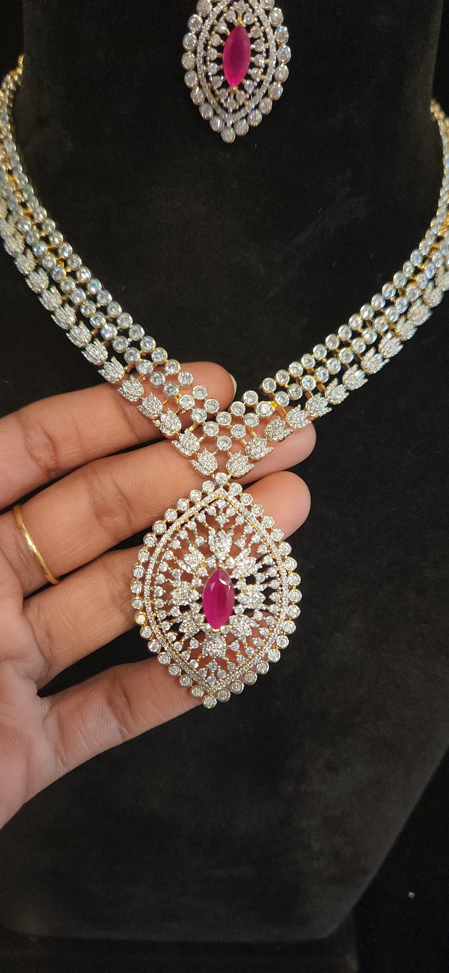 Radiant CZ Diamond Finish Necklace Set
