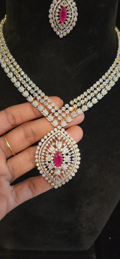 Radiant CZ Diamond Finish Necklace Set