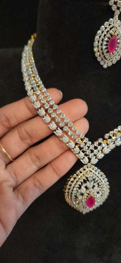 Radiant CZ Diamond Finish Necklace Set